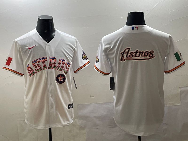 Men Houston Astros Blank White Mexico Game 2025 Nike MLB Jersey style 12